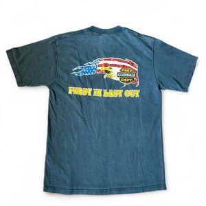 Vintage 90s Harley-Davidson Style Firefighter T-Shirt